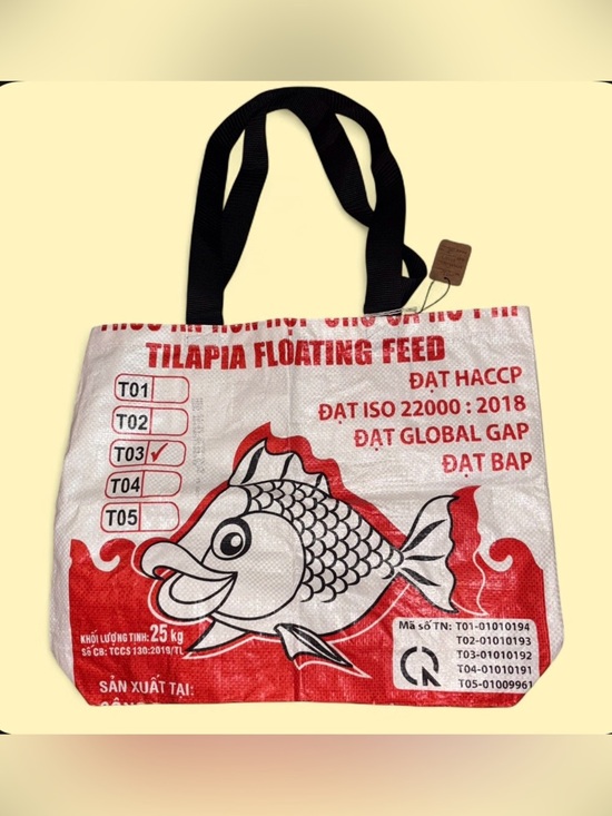 Handbags - Malia Designs NWT Recycled Feed Sack Tote Bag – Handmade in Cambodia